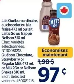 Walmart Quebon Chocolate and Strawberry or Regular Milk offer
