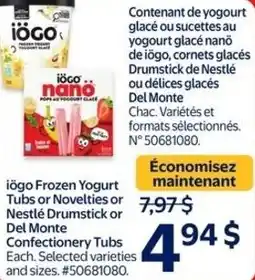 Walmart iögo Frozen Yogurt Tubs or Novelties offer