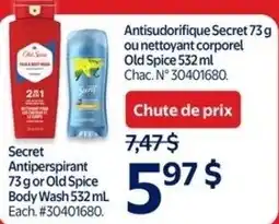 Walmart Secret Antiperspirant or Old Spice Body Wash offer