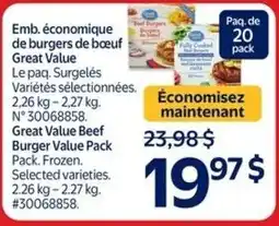 Walmart Great Value Beef Burger Value Pack offer