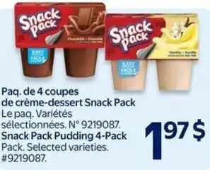 Walmart Snack Pack Pudding 4-Pack offer