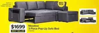 Leon's Meadow 3-Piece Sectional with Left-Facing Pop-Up Bed - Grey offer