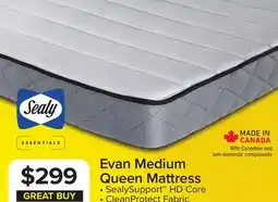Leon's Sealy Essentials Evan Medium Queen Mattress offer