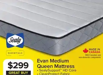 Leon's Sealy Essentials Evan Medium Queen Mattress offer