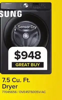 Leon's Samsung Black Stainless Steel Electric Dryer (7.5 cu. ft.) - DVE45T6005V/AC offer