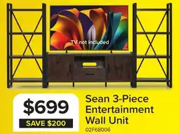 Leon's Sean 3-Piece Entertainment Wall Unit- Grey Stone offer