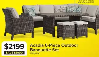 Leon's Acadia 6-Piece Outdoor Banquette Set - Grey, Beige offer