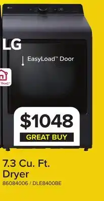 Leon's LG Matte Black Electric Dryer with EasyLoad Door (7.3 cu.ft) - DLE8400BE offer