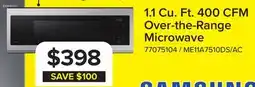 Leon's Samsung Stainless 400 CFM Slim Over-The-Range Microwave (1.1 Cu.Ft.) - ME11A7510DS/AC offer