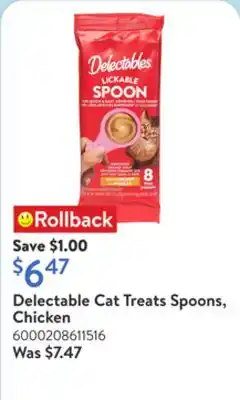 Walmart Delectable Cat Treats Spoons, Chicken offer