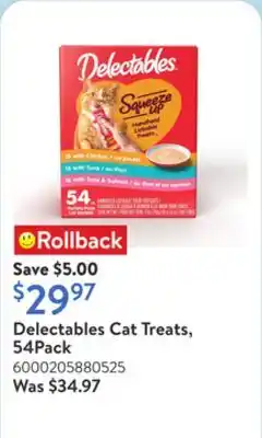 Walmart Delectables Cat Treats, 54Pack offer