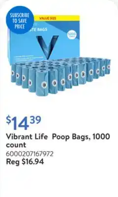 Walmart Vibrant Life Poop Bags, 1000 count offer