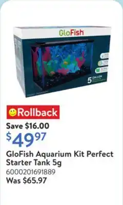 Walmart GloFish Aquarium Kit Perfect Starter Tank 5g offer