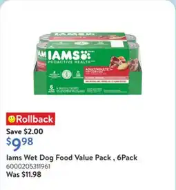 Walmart Iams Wet Dog Food Value Pack , 6Pack offer