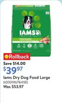 Walmart Iams Dry Dog Food Large offer