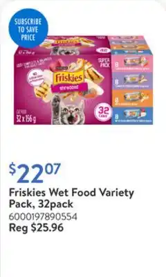 Walmart Friskies Wet Food Variety Pack, 32pack offer