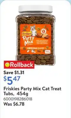 Walmart Friskies Party Mix Cat Treat Tubs, 454g offer