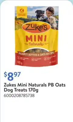 Walmart Zukes Mini Naturals PB Oats Dog Treats 170g offer