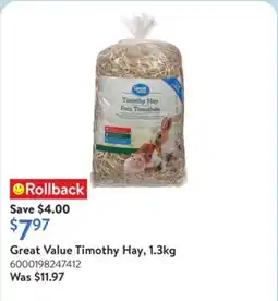 Walmart Great Value Timothy Hay, 1.3kg offer