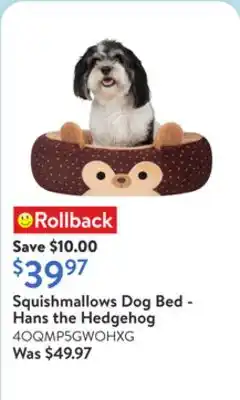 Walmart Squishmallows Dog Bed - Hans the Hedgehog offer