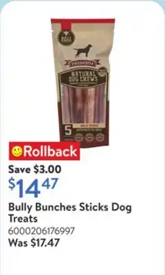 Walmart Bully Bunches Sticks Dog Treats offer