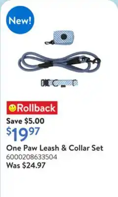 Walmart One Paw Leash & Collar Set offer