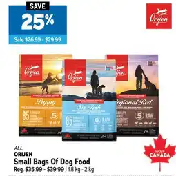 Ren’s Pets Depot ALL ORIJEN Small Bags Of Dog Food offer