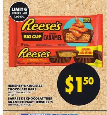 Independent City Market HERSHEY'S KING SIZE CHOCOLATE BARS, 62-85 G offer