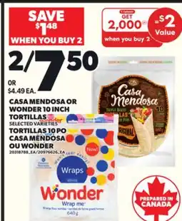 Independent City Market CASA MENDOSA OR WONDER 10 INCH TORTILLAS offer