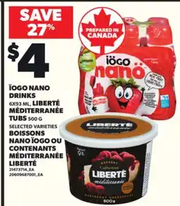 Independent City Market ÏOGO NANO DRINKS, 6X93 ML, LIBERTÉ MÉDITERRANÉE TUBS, 500 G offer