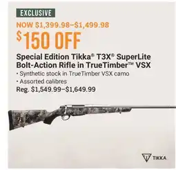 Cabela's Special Edition Tikka T3X SuperLite Bolt-Action Rifle in TrueTimber VSX offer