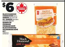 Independent City Market BLACK DIAMOND CHEESE BARS, 400 G, SHREDS, 300-320 G OR PC SHREDS PC SHREDS, 250-320 G offer
