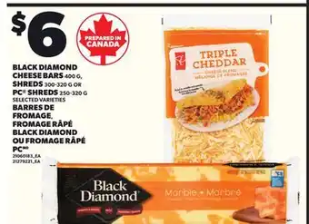 Independent City Market BLACK DIAMOND CHEESE BARS, 400 G, SHREDS, 300-320 G OR PC SHREDS PC SHREDS, 250-320 G offer