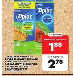 Independent City Market ZIPLOC XL SANDWICH 30'S, ZIPLOC SANDWICH OR SNACK BAGS 50'S offer