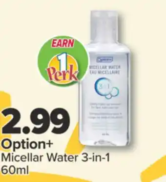 PharmaChoice Option+ Micellar Water 3-in-1 offer