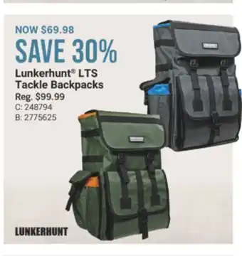 Cabela's Lunkerhunt LTS Tackle Backpacks offer