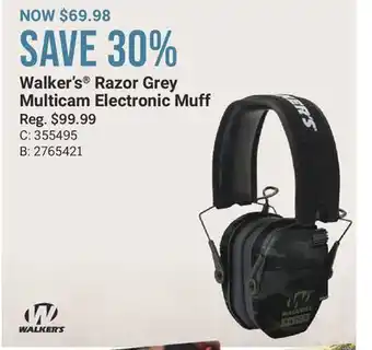 Cabela's Walker's Razor Grey Multicam Electronic Muff offer