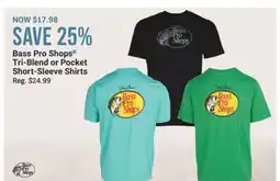Cabela's Bass Pro Shops Tri-Blend or Pocket Short-Sleeve Shirts offer
