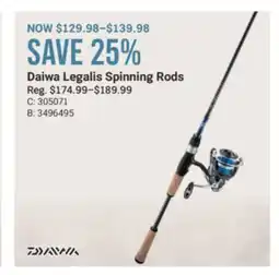 Cabela's Daiwa Legalis Spinning Rods offer