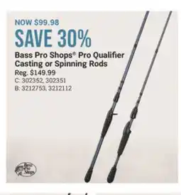 Cabela's Bass Pro Shops Pro Qualifier Casting or Spinning Rods offer