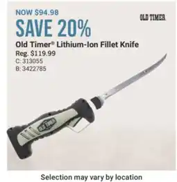 Cabela's Old Timer Lithium-Ion Fillet Knife offer