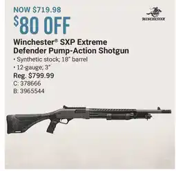 Cabela's Winchester SXP Extreme Defender Pump-Action Shotgun offer