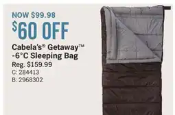 Cabela's Cabela's Getaway -6°C Sleeping Bag offer