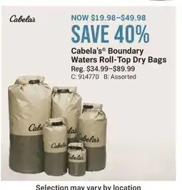 Cabela's Cabela's Boundary Waters Roll-Top Dry Bags offer