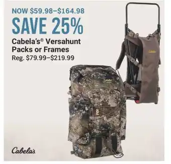 Cabela's Cabela's Versahunt Packs or Frames offer
