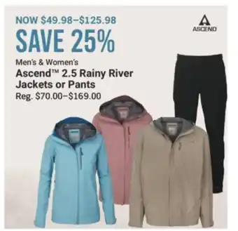 Cabela's Ascend 2.5 Rainy River Jackets or Pants offer