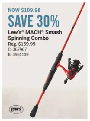 Cabela's Lew's MACH Smash Spinning Combo offer