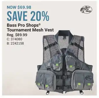 Cabela's Bass Pro Shops Tournament Mesh Vest offer