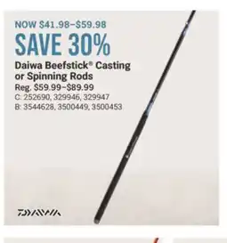 Cabela's Daiwa Beefstick Casting or Spinning Rods offer