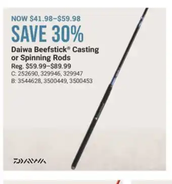Cabela's Daiwa Beefstick Casting or Spinning Rods offer